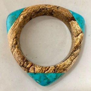 Stone and turquoise triangle bracelet